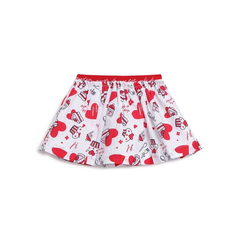 Girls White & Red Woven Skirt image number 0
